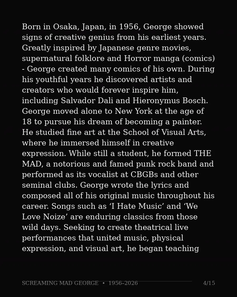 Image published as part of a tribute to Screaming Mad George.